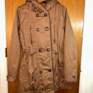 Early 2010s Forever 21 Khaki Brown Hooded Coat